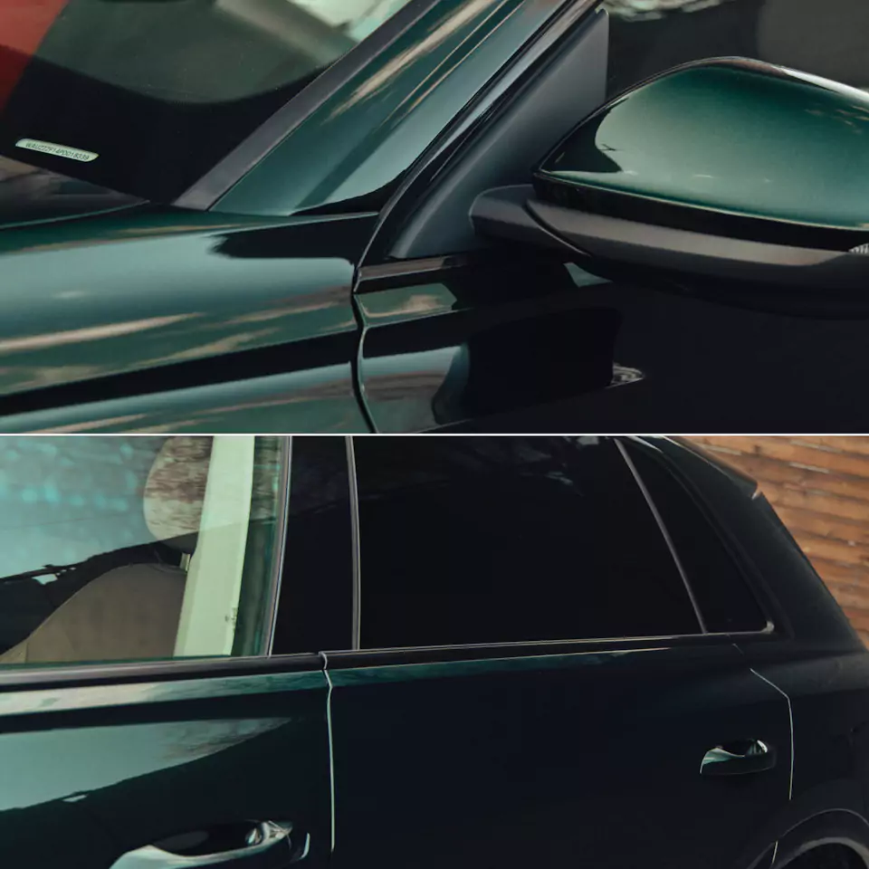 Месяц работы над новым Audi Q8, который 2 года простоял в Дубае! Оклейка в цветной полиуретан с проемами, окрас дисков и фирменный шиномонтаж, окрас суппортов в candy с лого, антихром, детейлинг